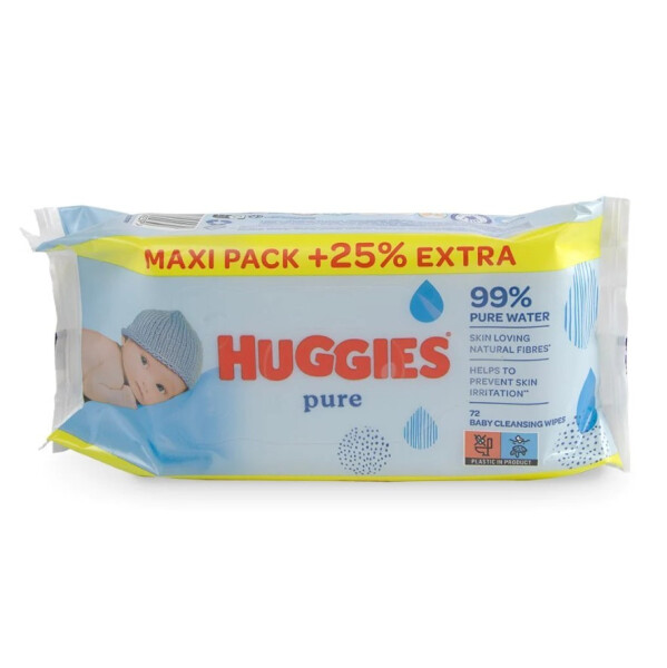 Влажные салфетки Huggies Pure для новорожденных чувствительной кожи 72 штуки - 4