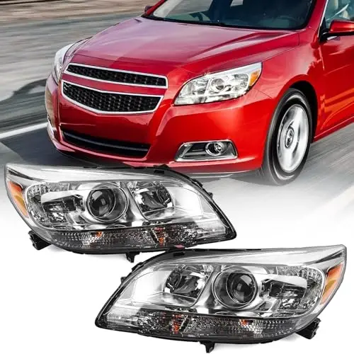 VLINCAR Галогеновая фара в сборе, пара, совместима с Chevy Malibu 2013 2014 2015, замена Chevrolet, галогеновая проекторная фара, левая и правая сторона 23294938 23294939 - 1