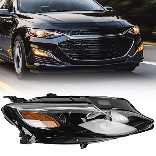 VLINCAR Headlights Assembly Compatible with 2019 2020 2021 2022 Chevy Malibu Head Lights Replacement Halogen Model Projector Headlamp Right Passenger Side OME 84680167 84650573 - 1