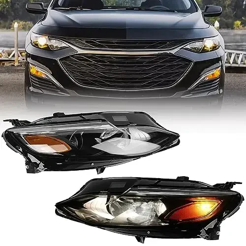 VLINCAR Pair Headlights Assembly Compatible with 2019 2020 2021 2022 Chevy Malibu Head Lights Replacement Halogen Model Projector Headlamp Left&Right Side - VLINCAR