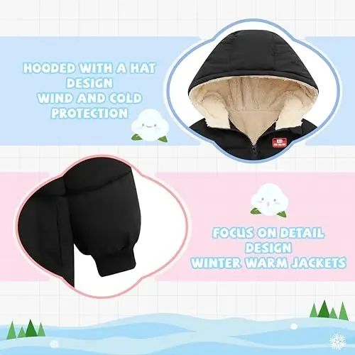 Vmterliya Baby Qishki Palto, Toddler Bolalar Chaqaloqlar O'g'il Qizlar uchun Kiyim-kechak Yengil Puffer Issiq Kapşonli Pastga Kurtka 2-7 yosh - 3