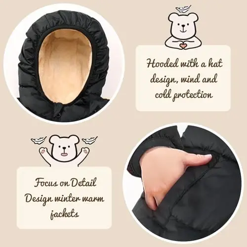 Vmterliya Winter Coats for Toddler Kids Infants Baby Boys Girls Light Puffer Warm Thick Hooded Down Jacket for 2-7 Years - 5