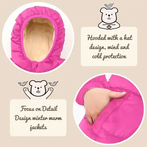 Vmterliya Winter Coats for Toddler Kids Infants Baby Boys Girls Light Puffer Warm Thick Hooded Down Jacket for 2-7 Years - 3