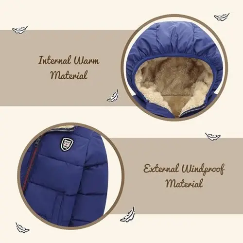 Vmterliya Winter Coats for Toddler Kids Infants Baby Boys Girls Light Puffer Warm Thick Hooded Down Jacket for 2-7 Years - 3