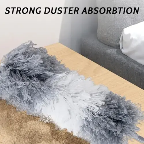 VNJOBAS Tozalash Cho'tkasi To'plami, 2 metrli tortib olinadigan tutqichli va yuviladigan mikrofiber boshli kengaytiriladigan baland changlatgich, uy va tijorat binolarini kirish qiyin bo'lgan joylarda tozalash uchun ideal (5) - 1