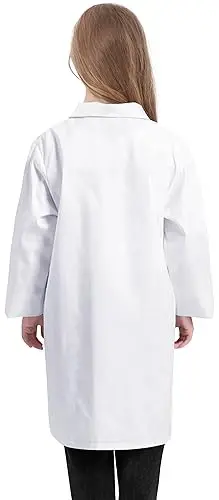 VOGRYE Lab Coat for Girl - White Unisex Kids Doctor's Coat Kids Vet Coat, Doctor Dress Up Costume for Girl - 2