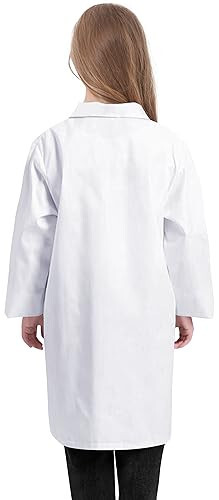 VOGRYE Lab Coat for Girl - White Unisex Kids Doctor's Coat Kids Vet Coat, Doctor Dress Up Costume for Girl - 2
