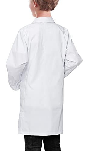 VOGRYE Lab Coat for Girl - White Unisex Kids Doctor's Coat Kids Vet Coat, Doctor Dress Up Costume for Girl - 4