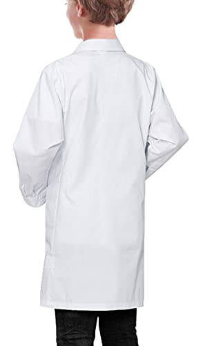 VOGRYE Lab Coat for Girl - White Unisex Kids Doctor's Coat Kids Vet Coat, Doctor Dress Up Costume for Girl - 4