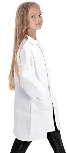 VOGRYE Lab Coat for Girl - White Unisex Kids Doctor's Coat Kids Vet Coat, Doctor Dress Up Costume for Girl - 3