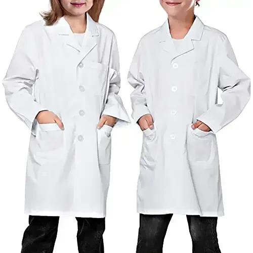VOGRYE Lab Coat for Girl - White Unisex Kids Doctor's Coat Kids Vet Coat, Doctor Dress Up Costume for Girl - 5