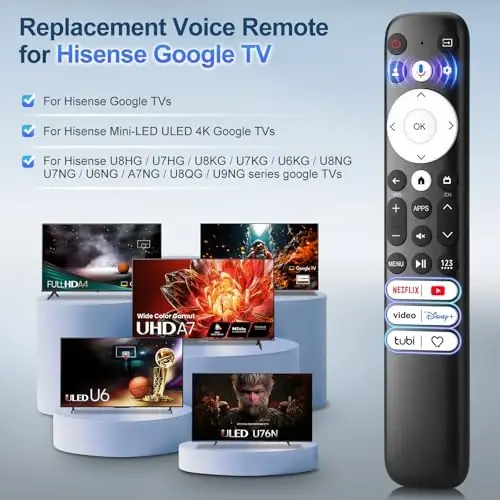 for Hisense-Google-TV Remote Replacement Voice Remote Compatible with All 2022-2026 Hisense Google Mini-LED ULED 4K Smart TVs - 7