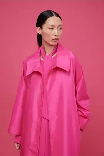 Volan Detailed Caftan Fuchsia-Fuchsia - 4