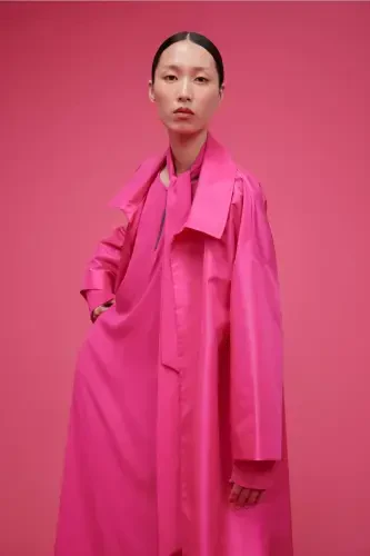 Volan Detailed Caftan Fuchsia-Fuchsia - 5