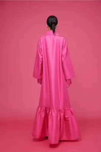 Volan Detailed Caftan Fuchsia-Fuchsia - 6