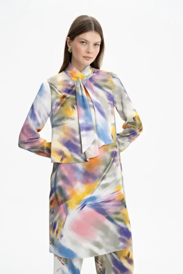 Волан Детальный Сатен Узорлы Туник - 1