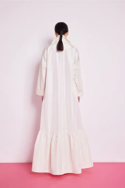 Volan Detaylı Kaftan Ekru-Ekru - 5
