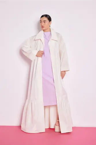 Volan Detaylı Kaftan Ekru-Ekru - 1