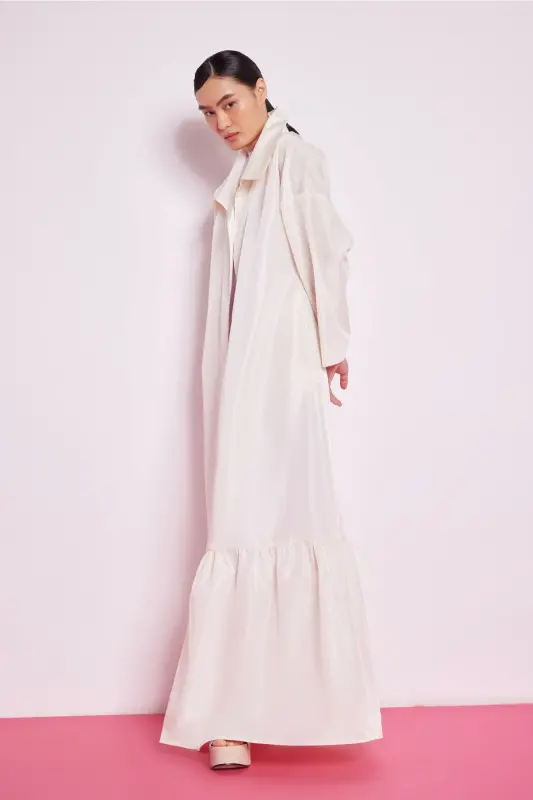 Volan Detaylı Kaftan Ekru-Ekru - 2