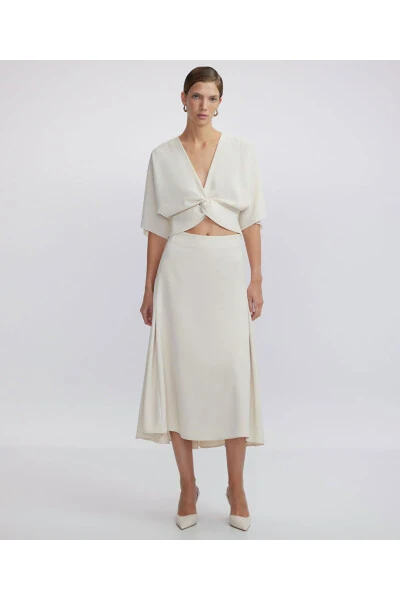 Volanlı midi etek - İPEKYOL