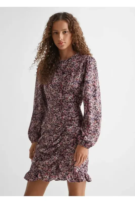 Volanli naqshli ko'ylak - Pushti - MANGO TEEN