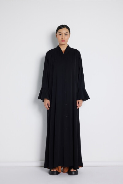 Volanli Yengli Abaya Qora - 1