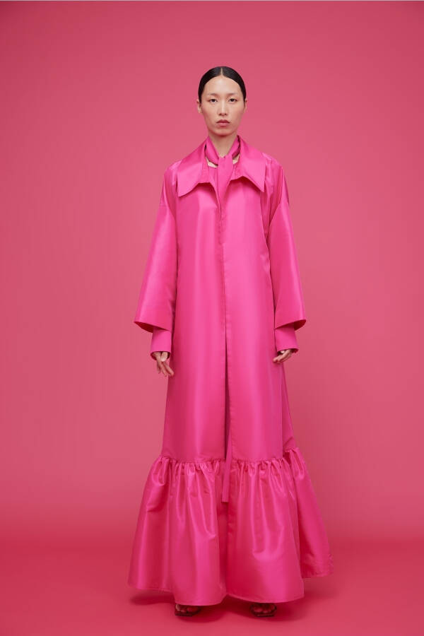 Volant Detailed Kaftan Fuchsia - 2