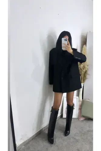 Volante Detailed Black Women's Heeled Boots with Dust Cover - Black - 3