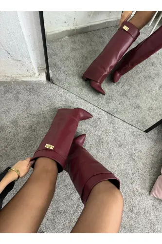 Volante Toʻzlik Detalli Bordo Ayollar Topukli Etik-Bordo 