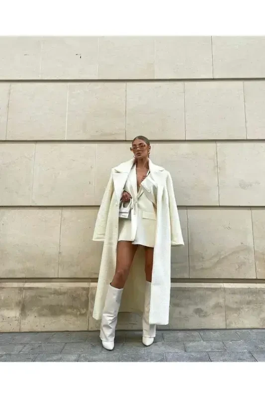 Volante To'zlik Detalli Oq Ayollar Posnali Etik-Oq - 5