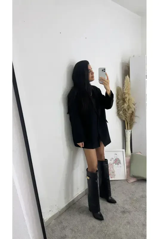 Volante Toʻzlik Detalli Qora Ayollar Topukli Etik - Qora - 4