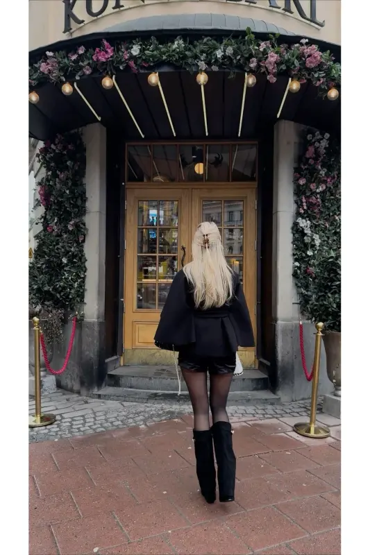 Volante Tozluk Detaylı Siyah Süet Kadın Topuklu Çizme-SiyahSüet - 5