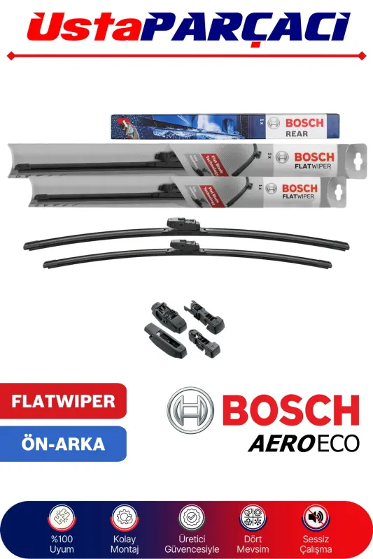 Volkswagen Polo Front Rear Wiper Set 2009-2016 Aeroeco-rear - BOSCH