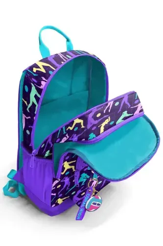 Volleyball Patterned 3-Piece SET School Backpack-dark purple - 3