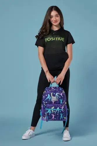 Volleyball Patterned 3-Piece SET School Backpack-dark purple - 6