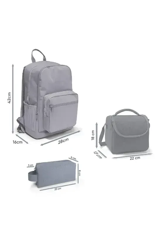 Volleyball Patterned 3-Piece SET School Backpack-dark purple - 8