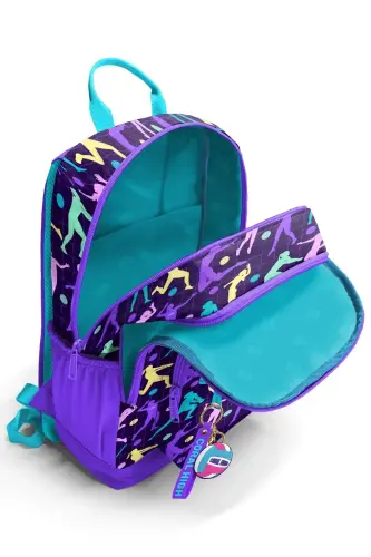 Volleyball Patterned 3-Piece SET School Backpack - dark purple - 3