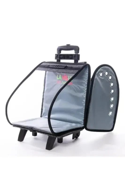 Volmin Petshop Kedi Köpek Tekerlekli Kale Valiz 36x27x41h-GRİ - 5