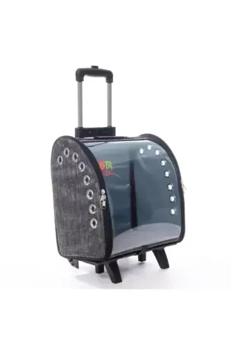 Volmin Petshop Kedi Köpek Tekerlekli Kale Valiz 36x27x41h-GRİ - 7