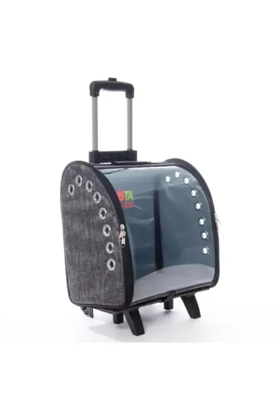 Volmin Petshop Kedi Köpek Tekerlekli Kale Valiz 36x27x41h-GRİ - 7