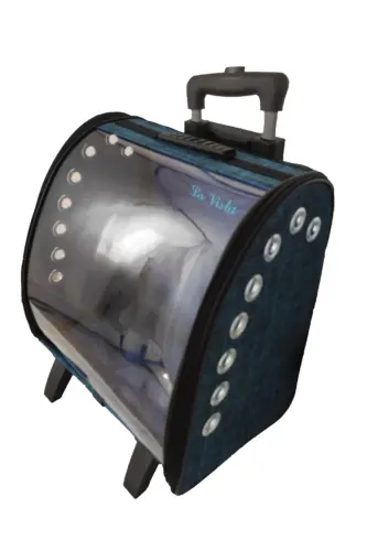 Volmin Petshop Кот Собака Колесный Замок Чемодан 36x27x41h-СИНИЙ 