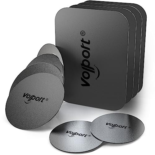 Volport Telefon Magniti uchun Metall Plastinka, 10 dona MagicPlate 3M Yopishqoq bilan almashtiriladigan Magnit Telefon Avtomobil O'rnatish Ustiviga va Cradle va Stand (Ventilyatsiya / CD / Shamol oynasi / Asboblar paneli) - To'rtburchak va Dumaloq - volport