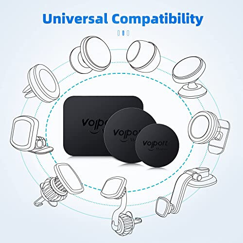 Volport Telefon Magniti uchun Metall Plastinka, 10 dona MagicPlate 3M Yopishqoq bilan almashtiriladigan Magnit Telefon Avtomobil O'rnatish Ustiviga va Cradle va Stand (Ventilyatsiya / CD / Shamol oynasi / Asboblar paneli) - To'rtburchak va Dumaloq - 3