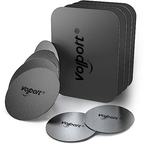 volport Metal Plate for Phone Magnet, 10 Pack MagicPlate with 3M Adhesive Replacement for Magnetic Phone Car Mount Holder & Cradle & Stand (Vent/CD/Windshield/Dashboard) - Rectangle and Round - 1