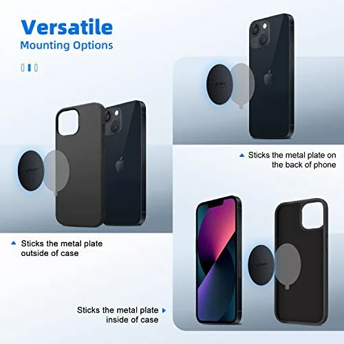 volport Metal Plate for Phone Magnet, 10 Pack MagicPlate with 3M Adhesive Replacement for Magnetic Phone Car Mount Holder & Cradle & Stand (Vent/CD/Windshield/Dashboard) - Rectangle and Round - 6