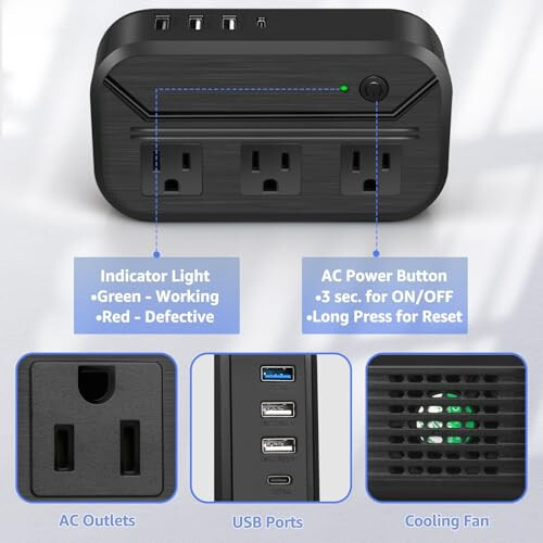 Voltage Converter 2300W International Power Converter Step Down 220v/240v to 110v/120v Travel Adapter Transformer w/ 4 USB 3 AC Outlets 7 Worldwide Plug Adapters EU/US/AU/IT/UK/India/South Africa - Alphino (1)