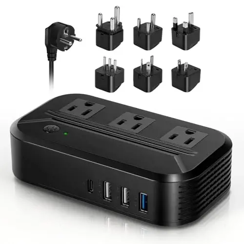 Voltage Converter 2300W International Power Converter Step Down 220v/240v to 110v/120v Travel Adapter Transformer w/ 4 USB 3 AC Outlets 7 Worldwide Plug Adapters EU/US/AU/IT/UK/India/South Africa - 1