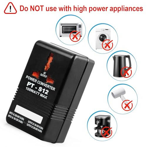 Voltage Converter 110V to 220V Step-Up & Step-Down Power Two-Way Conversion Voltage Converter Transformer for Travel, RV, and Camping(Black, 100W) - 3