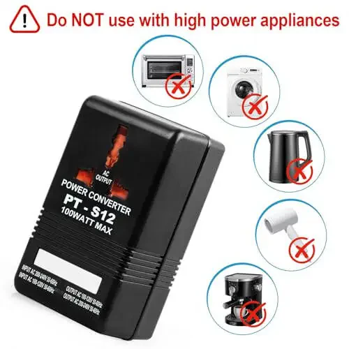 Voltaj Konvertori, 110V dan 220V ga Ko'tarish va Tushirish Quvvat Ikki Tomonlama Konversiya Voltaj Konvertori Transformatori, Sayohat, Avtoturargoh, Lager uchun (qora-100 Vt) - 3