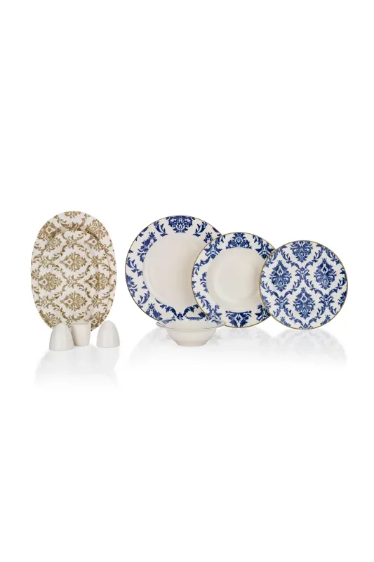 Volte 55 dona porselen ovqat to'plami ko'k rang - SCHAFER